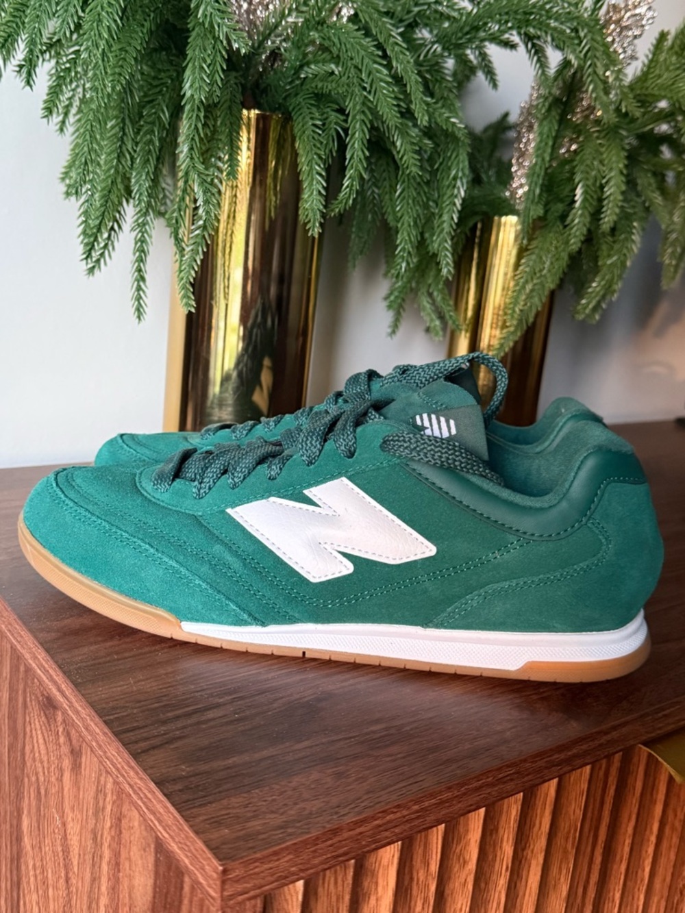 New Balance RC42 Green Suede Sneaker with White NB